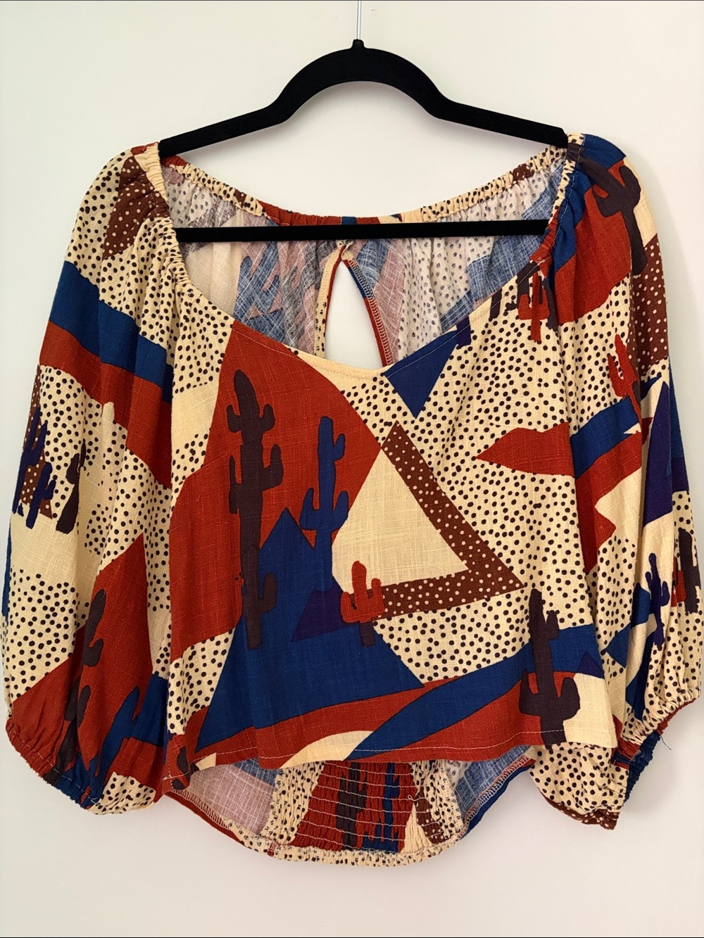 Anthropologie Desert Print Peasant Cropped Top